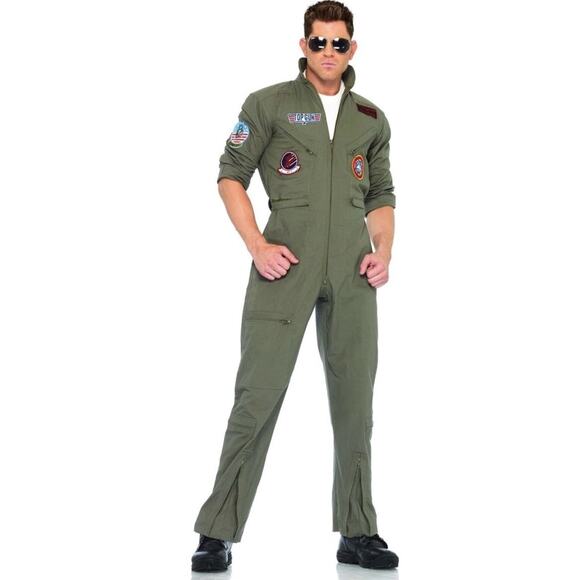 Halloween Costume TOP GUN FLIGHT SUIT Jumpsuit Large Maverick Goose Tom Cruise - Picture 2 of 14